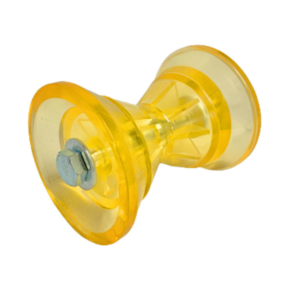 75mm Yellow Bow Roller, Lge Flange & Bolt