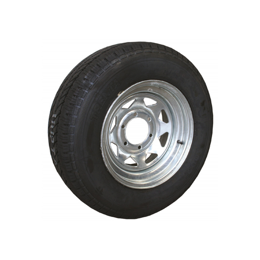 14" Galvanized 6 stud L/Cruiser rim & Tyre 195R14C H/D 950KG